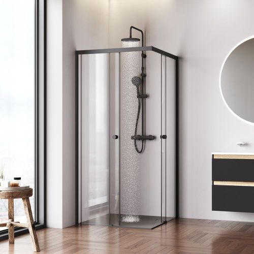 Душевой уголок Am.Pm X-joy W94G-403-9090-BТ1К 90х90 стекло прозрачное профиль черный без поддона - фото 3