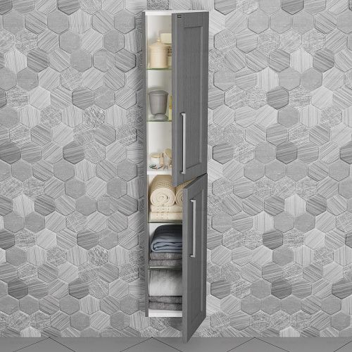 Шкаф-пенал СанТа Венера 521005 30х150 подвесной цвет серый - фото 3