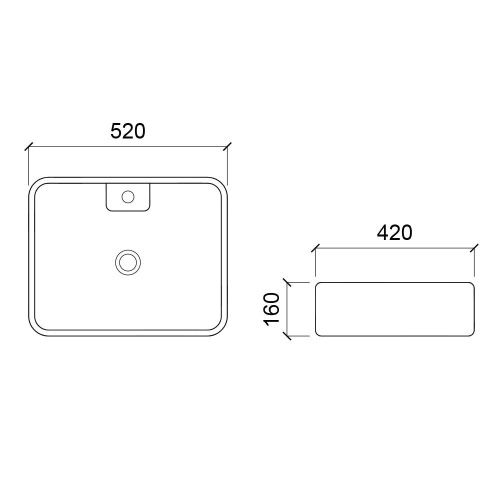 Раковина из сантехнического фарфора WesnaArt Kubus 3011-KUB13 50х40 накладная цвет белый - фото 2
