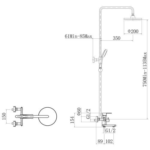 Душевая стойка Fashun A52401-21 настенная цвет бронза - фото 3