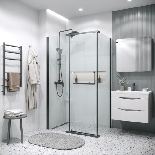 Душевой уголок Grossman Pragma 120.K33.03.1280.21.00 120х80 стекло прозрачное профиль черный без поддона - фото 2