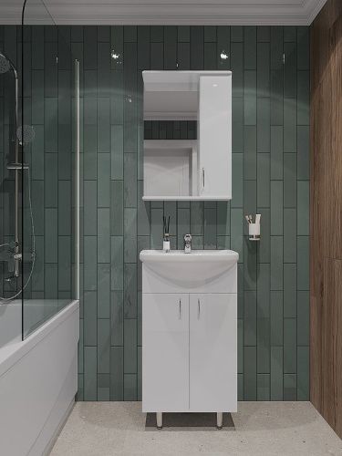 Тумба с раковиной Orange Лайт LA-50TUW+RA 50х40 напольная цвет белый - фото 5