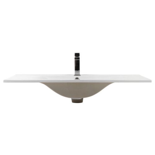 Раковина из сантехнического фарфора Bond Cube S05-900 90х50 встраиваемая цвет белый 1 отверстие под смеситель - фото 3