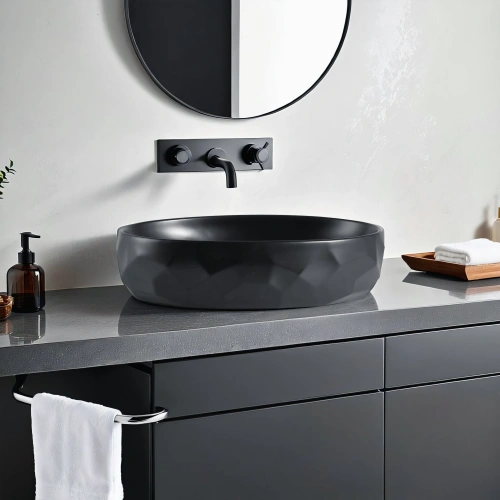 Раковина керамическая Gid Lago 53385 60х40 накладная цвет черный без отверстий под смеситель - фото 2