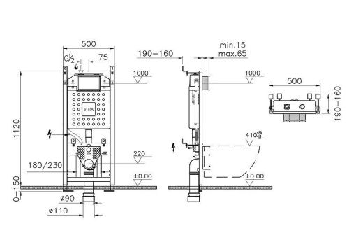 Комплект унитаз с инсталляцией и клавишей смыва Vitra Integra Round 9856B003-7205 - фото 3