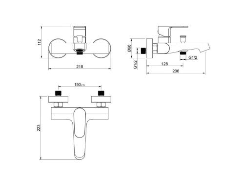 Смеситель для ванны Aquatek Оберон AQ1240BG настенный золото - фото 3