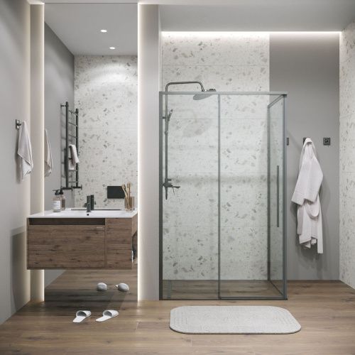 Душевая перегородка Grossman Galaxy 200.K33.01.90.42.00 90х195 стекло прозрачное профиль графит - фото 4