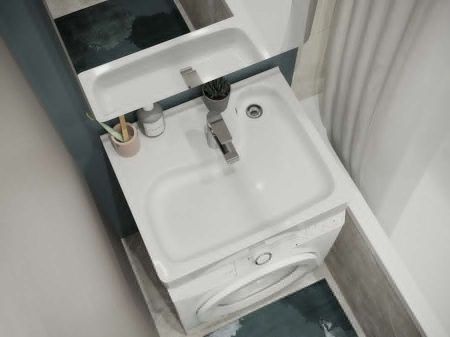 Раковина из сантехнического фарфора Santek Клио 1WH501770 52х60 над стиральной машиной цвет белый 1 отверстие под смеситель