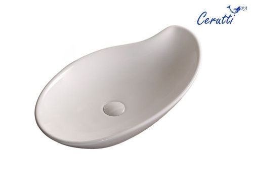 Раковина из сантехнического фарфора Cerutti SPA CR7265B 70х40 накладная цвет белый без отверстий под смеситель - фото 2