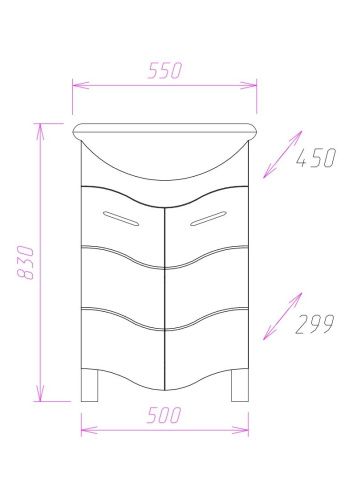 Тумба под раковину Onika Лайн 105524 50х30 напольная цвет белый - фото 3