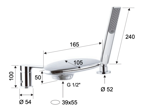 Смеситель Remer Infinity I07UFBG на борт ванны золото - фото 2