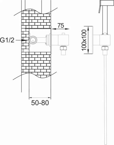 Гигиенический душ со смесителем Rose R965H черный - фото 3