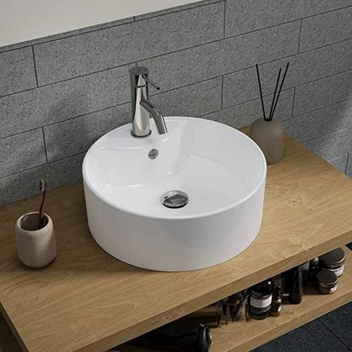 Раковина из сантехнического фарфора Bond Circle S03-410 40х40 накладная цвет белый 1 отверстие под смеситель - фото 4