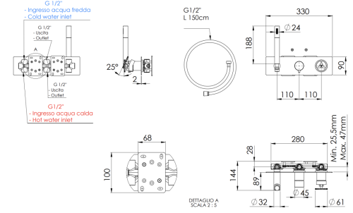 Смеситель для душа Remer Chrono CH97D3XV встраиваемый в стену нержавеющая сталь - фото 2