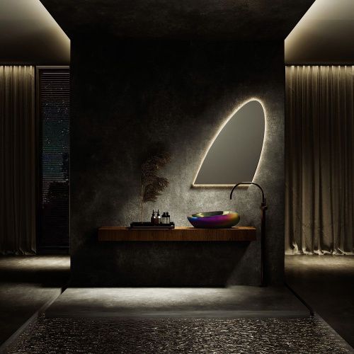 Раковина из сантехнического фаянса Abber BEQUEM AC2107Regen 50х30 накладная цвет хамелеон без отверстий под смеситель - фото 4