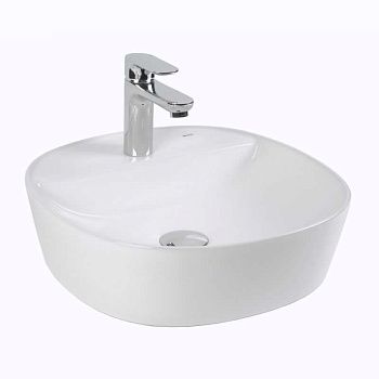 Раковина из сантехнического фарфора Bond Oval S01-410 40х40 накладная цвет белый 1 отверстие под смеситель