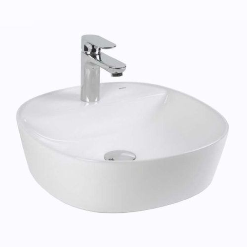 Раковина из сантехнического фарфора Bond Oval S01-410 40х40 накладная цвет белый 1 отверстие под смеситель