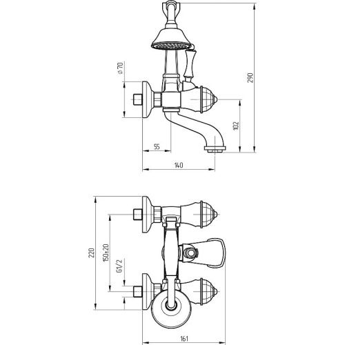Смеситель для ванны Migliore KORONA 27307 настенный хром - фото 2