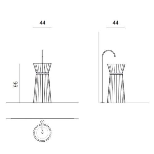 Раковина керамическая Oasis Plisse 0PLSXXX09544003 (0PI440CEOR) 40 см напольная цвет белый без отверстий под смеситель - фото 2