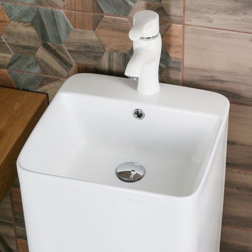 Раковина из сантехнического фарфора Melana B125-805 42х41 напольная цвет белый 1 отверстие под смеситель - фото 2