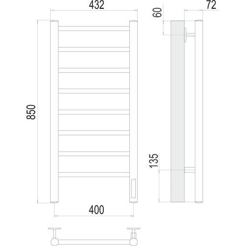 Полотенцесушитель электрический Terminus 4670078531162 45х85 хром - фото 3