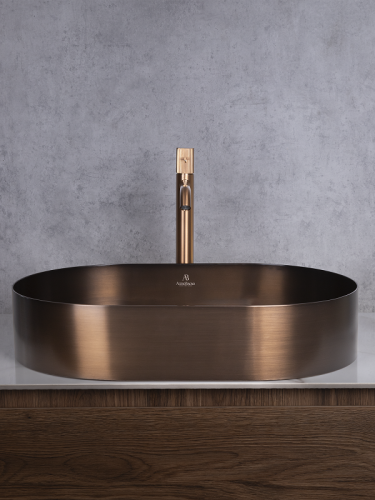Раковина из нержавеющей стали AltroBagno Eterno AltroBagnoEterno001028BrAn 60х40 накладная цвет бронза - фото 2