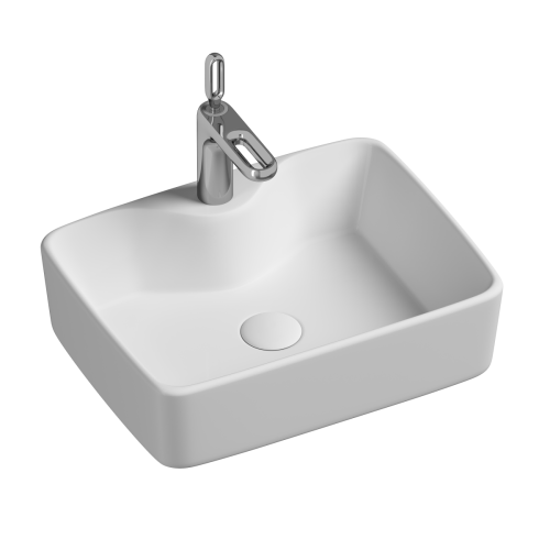 Раковина из сантехнического фарфора Ceramica Nova ELEMENT CN6033 50х40 накладная цвет белый 1 отверстие под смеситель