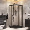 Комплект душевого уголка с душевой системой и аксессуарами Am.Pm Gem WK90EN стекло прозрачное профиль черный без поддона