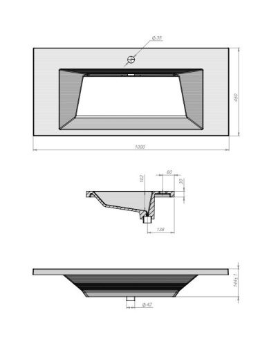 Раковина из искусственного камня Uperwood Olivia ROlivia100wg 100х50 полувстраиваемая цвет белый - фото 2