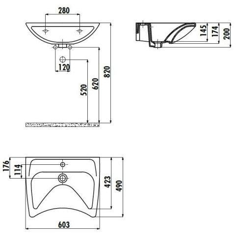 Раковина из сантехнического фарфора Creavit BD060-00CB00E-0000 60х50 подвесная цвет белый 1 отверстие под смеситель - фото 2