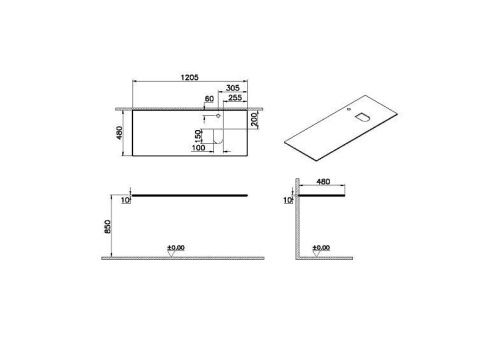 Столешница Vitra Origin 65732 120х50 накладная цвет черный - фото 2