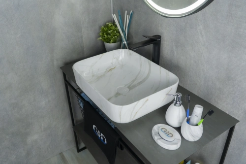 Раковина керамическая Gid Geométrico 54426 50х40 накладная цвет многоцветный без отверстий под смеситель - фото 5