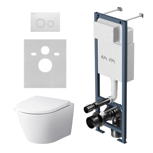 Комплект унитаз с инсталляцией с клавишей смыва Am.Pm Sense IS110101.741701 - фото 2