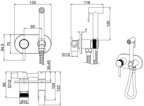 Гигиенический душ со смесителем Allen Brau Priority 5.31005-BN никель - фото 5