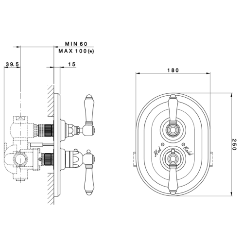 Смеситель для душа Nicolazzi Termostatico 4909CR69 встраиваемый в стену хром (внешняя часть) с термостатом - фото 2