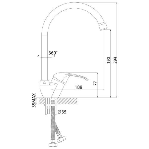 Смеситель для кухни Rossinka A A35-23 на мойку хром - фото 2