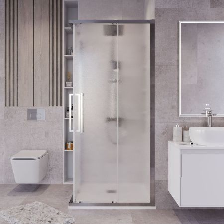 Душевой уголок Grossman Cosmo 300.K33.02.8080.10.02 80х80 стекло текстурное профиль хром без поддона