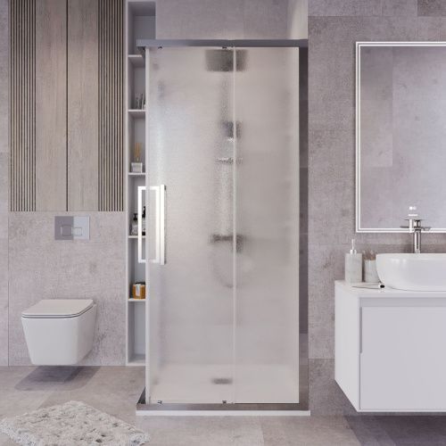 Душевой уголок Grossman Cosmo 300.K33.02.8080.10.02 80х80 стекло текстурное профиль хром без поддона - фото 4