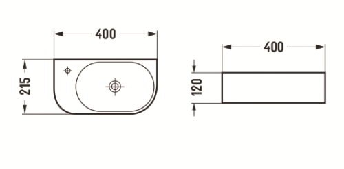 Раковина из сантехнического фаянса CeramaLux 78204RB 40х20 подвесная цвет черный 1 отверстие под смеситель - фото 2
