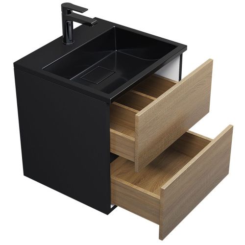 Раковина из искусственного камня Uperwood Barsa 3939193460 50х50 полувстраиваемая цвет черный - фото 4