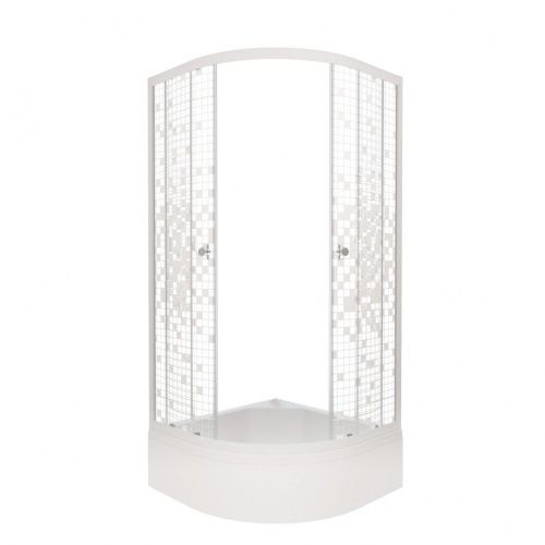 Душевой уголок Тритон Стандарт Щ0000061809 90х90 стекло с рисунком профиль белый с поддоном - фото 3