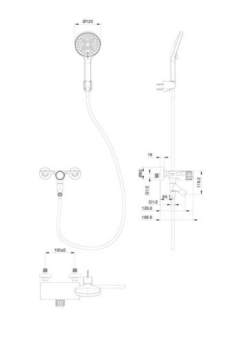 Смеситель для ванны Wonzon & Woghand Click WW-FE05L221-MB настенный черный - фото 2