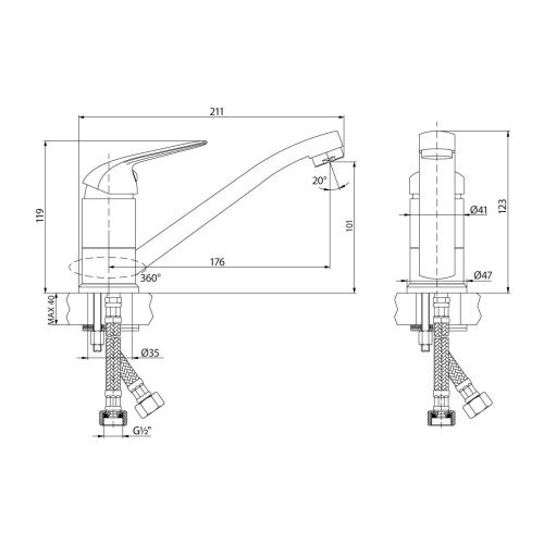 Смеситель для кухни LeMark Plus Advance LM1204C на мойку хром - фото 2