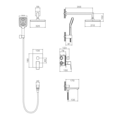 Душевая система Splenka S01.27.06 встраиваемая в стену цвет черный - фото 3