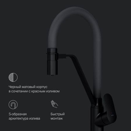 Смеситель для кухни Am.Pm Like F8007825 на мойку черный/серый