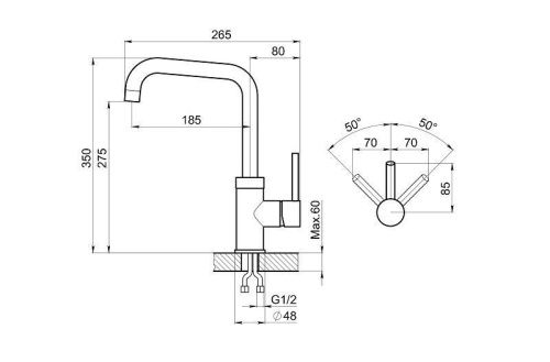 Смеситель для кухни Granula 0041, АНТИК на мойку бронза - фото 3