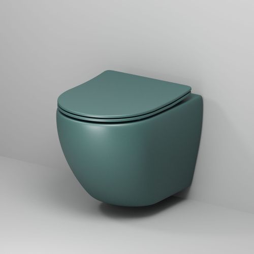 Унитаз подвесной Grossman Color GR-4455OLMS зеленый с сиденьем микролифт безободковый каскадный смыв - фото 2