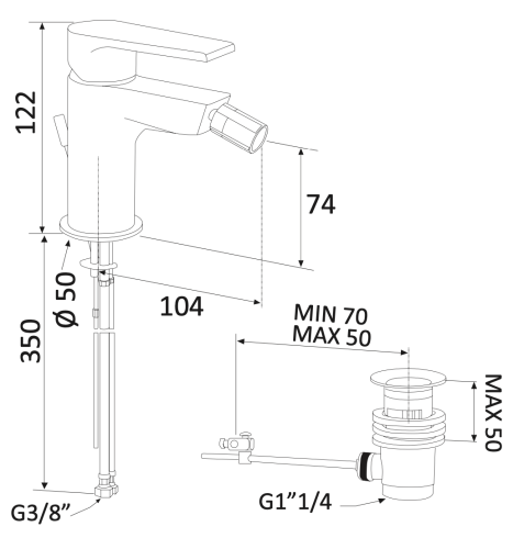 Смеситель Mariani Artic A37493AT на биде белый - фото 2