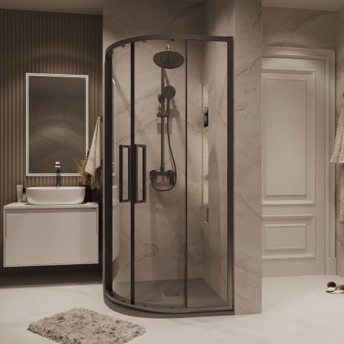 Душевой уголок Grossman Cosmo 301.K33.02.1010.42.00 100х100 стекло прозрачное профиль графит без поддона - фото 4