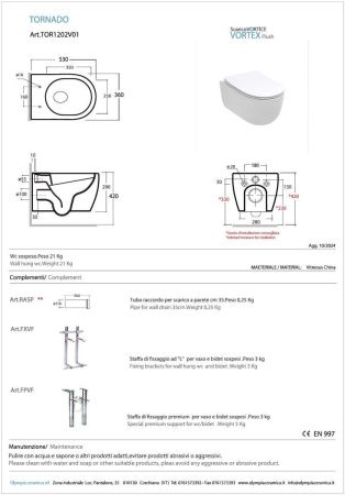 Унитаз подвесной Olympia Tornado TORSETR01 белый с сиденьем микролифт смыв торнадо